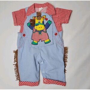 Cotton Candy Vintage Infant Farmer Costume Detachable Puppet 0-6 Months